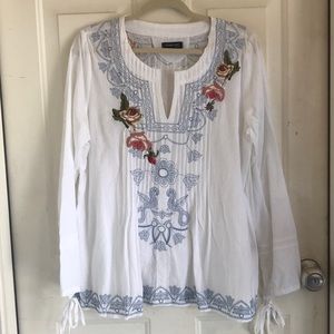 White embroidered peasant blouse